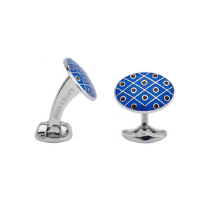 STERLING SILVER ROYAL BLUE WITH MAROON RED SPOT CUFFLINKS